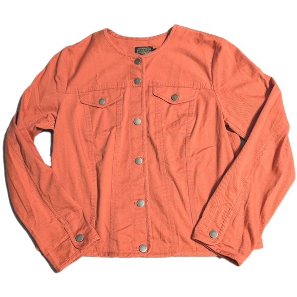 Pendleton Jackets & Blazers - Pendleton Womens Coral Button Front Stretch Canvas Jacket Size L Cotton‎ Spandex